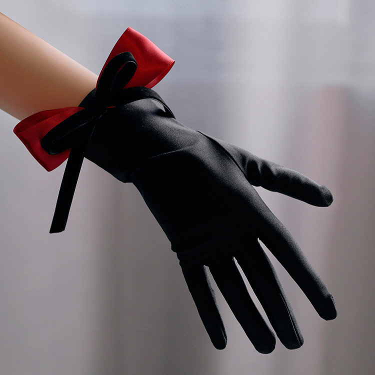 Vintage Fashion Photographers - Women's Elegant Bow Black Satin Glove