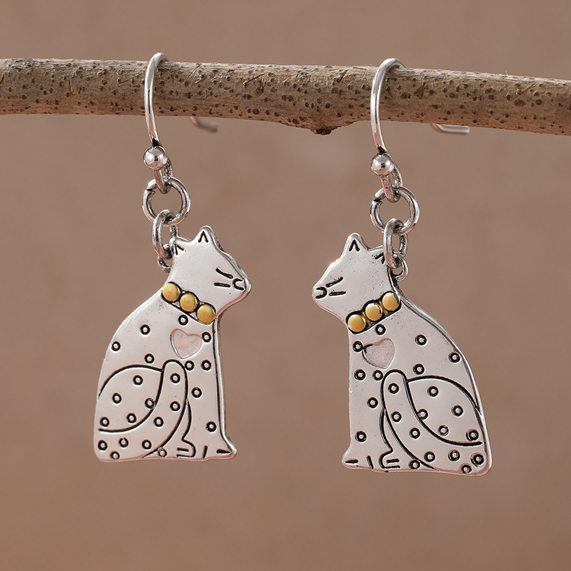 Vintage Fashion Ideas - Cute Cat Kiss Pendant Earrings For