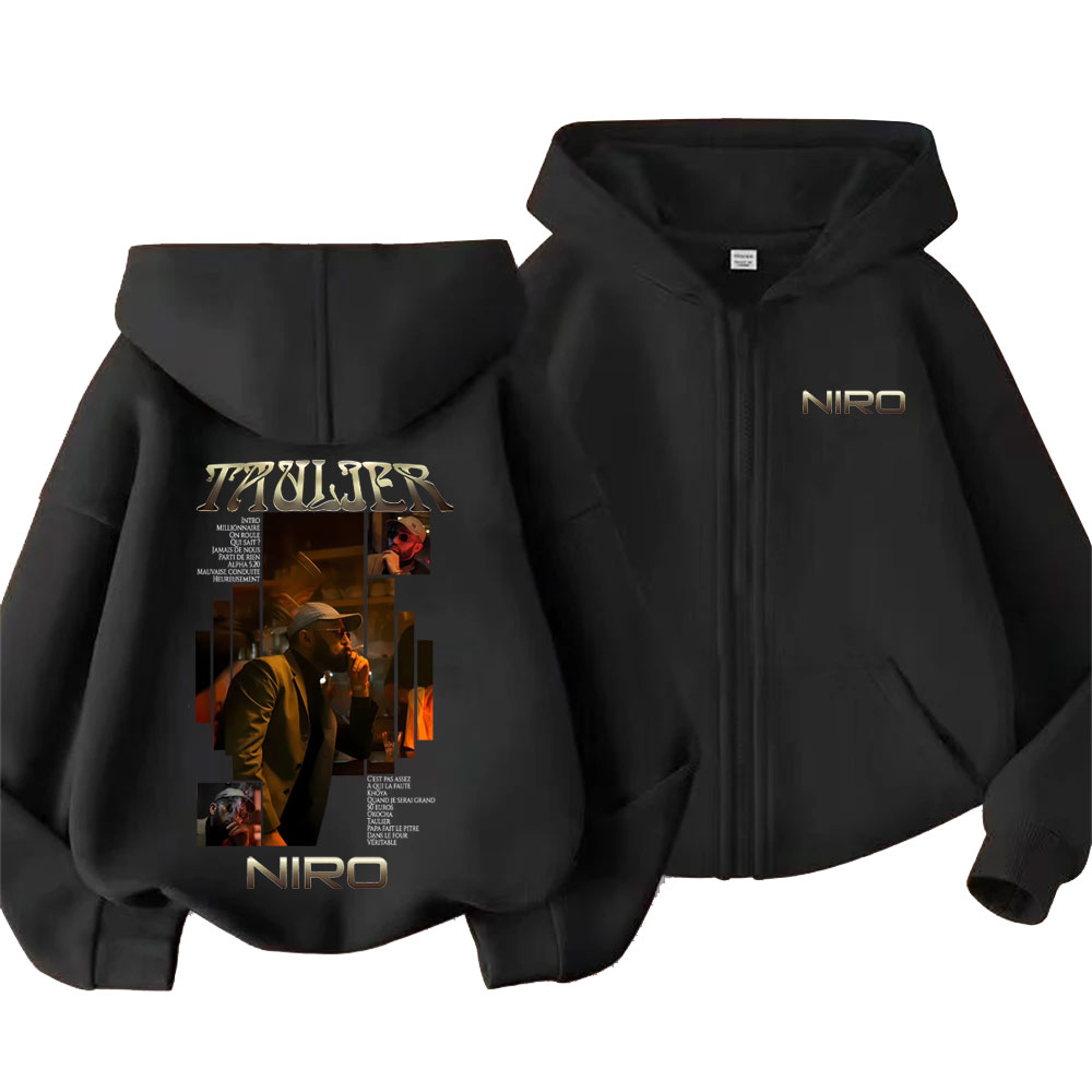 Vintage Fashion Pop Up - Rapper Niro Taulier Album Graphic Zipper