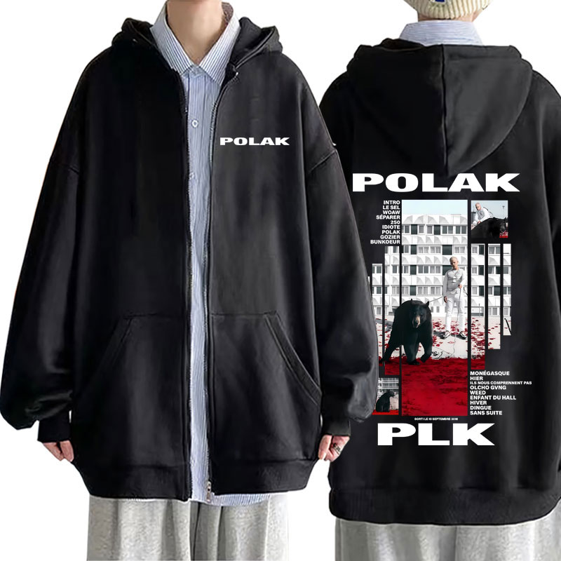 Vintage Fashion Pop Up - Rapper Plk Polak Print Zipper Hoodie