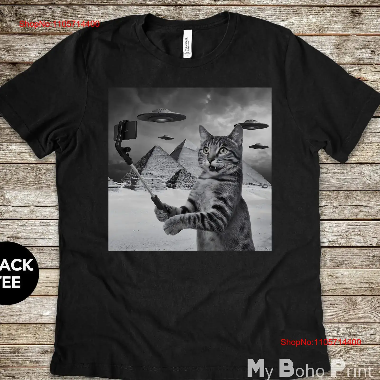 Cat Selfie T Shirt Alien UFO P - огляд і ціна Vintage Fashion Photographers