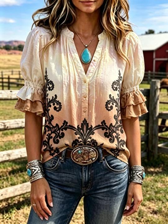 Women Western Tie‑Dye Gradient - огляд і ціна Tie Dye Shirt Vintage