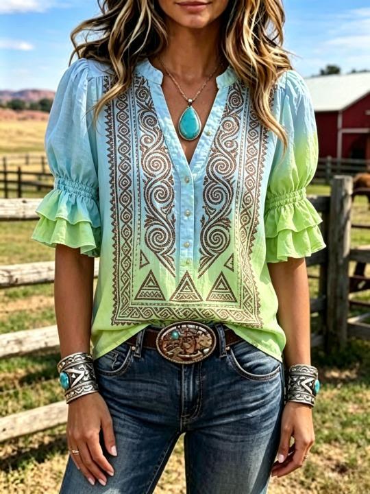 Women Western Tie‑Dye Gradient - огляд і ціна Tie Dye Shirt Vintage